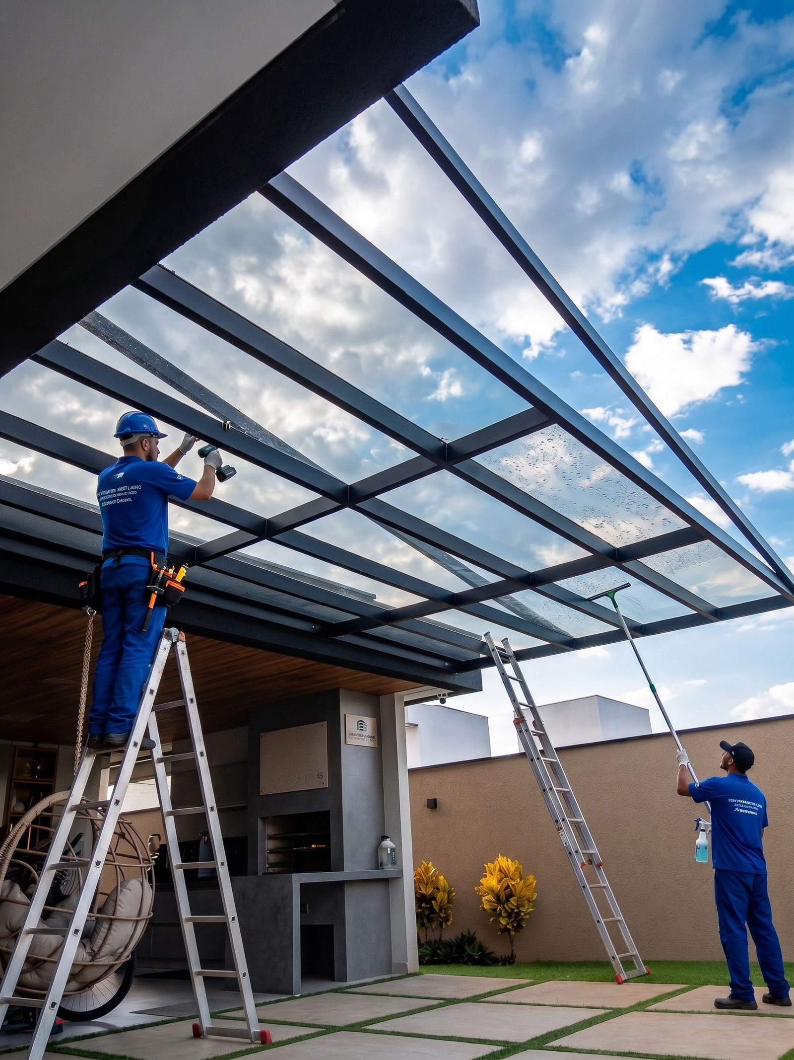 Equipe realizando manutenção